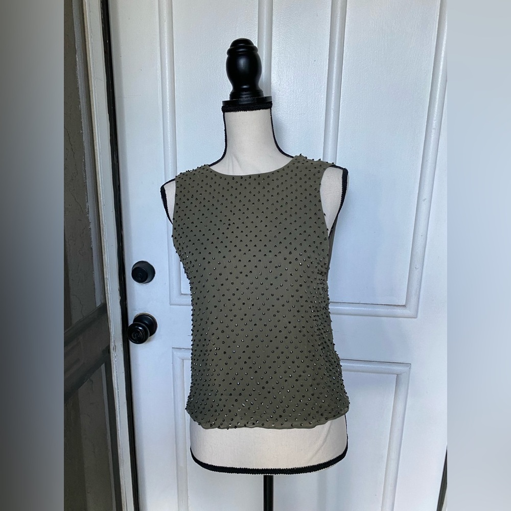 Alice+Olivia
Green Ana Beaded Silk Top